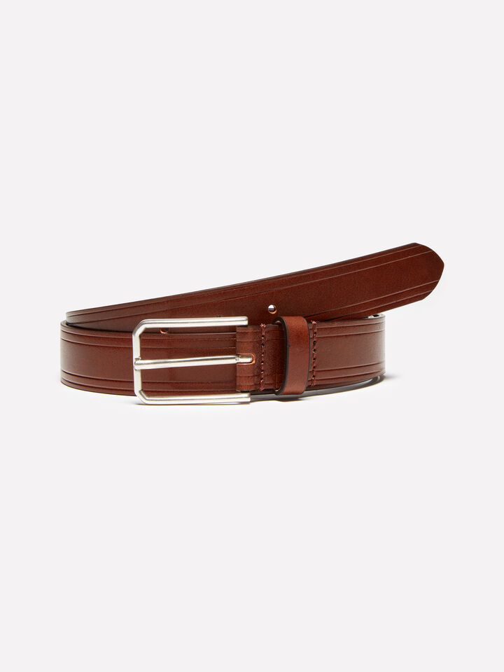 Brown 100% leather belt - men's belts - Brown | Sisley image number 1